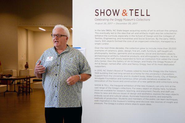 Roger Manley, speaks to members of the press about the new gallery