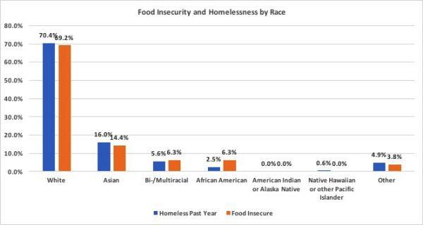 Food insecurity and homelessness by race graph