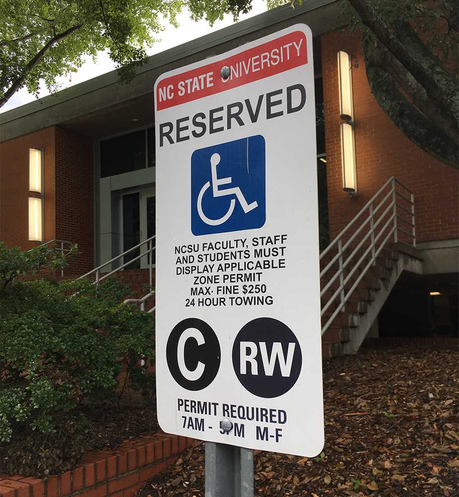 There are multiple reserved parking spaces for individuals with disabilities all around NC State campus. (Sara Trudan/Staff Photographer)