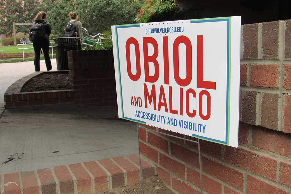 Campaign signs are all over campus preceding the NC State Student Government elections that open up March 4. Picture above taken Feb 27. (Sara Trudan/Nubian Message)