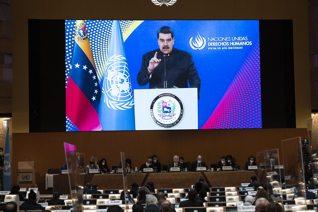 Nicolás Maduro speaking at human rights convention