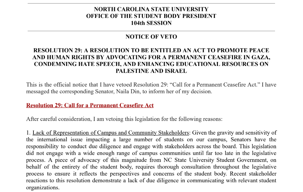 Image of veto notice for R29