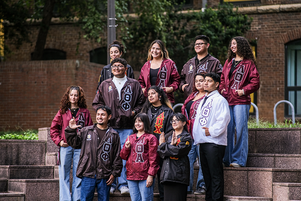 Portrait of members of Lambda Theta Phi Latin Fraternity, Inc., Lambda Theta Alpha Latin Sorority, Inc. and Latinas Promoviendo Comunidad/Lambda Pi Chi Sorority, Inc. taken on Friday, Oct.4, 2024.