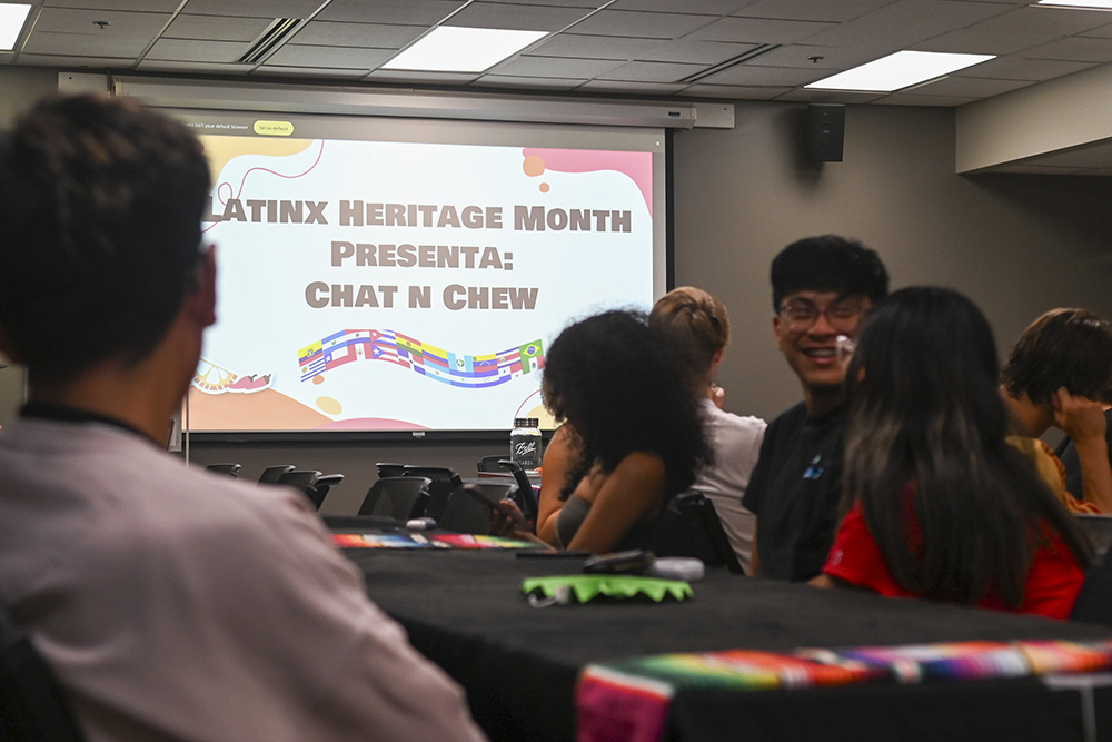 Students begin to chat at the Latinx Heritage Month Chat n' Chew at Witherspoon Student Center on Wednesday, Sept. 25, 2024. This event was hosted by Mi Familia and the Multicultural Student Association.