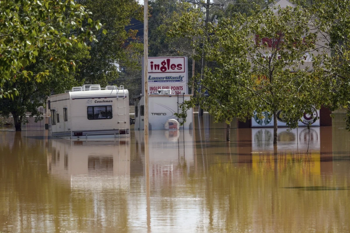 Image of the effects of Hurricane Helene in Morganton, North Carolina from Creative Commons