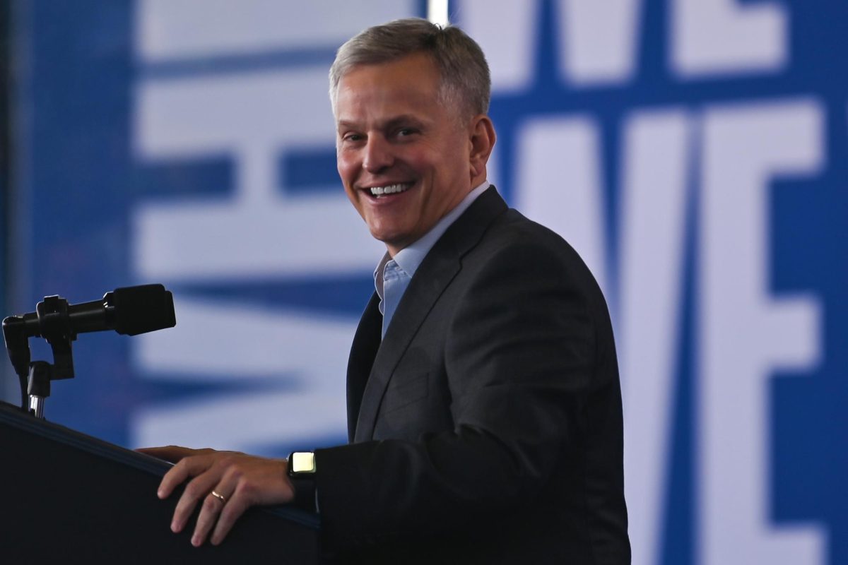 Then North Carolina Attorney General, Josh Stein, speaks during the Kamala Harris campaign rally at Coastal Credit Union Music Park at Walnut Creek on Wednesday, Oct. 31, 2024.