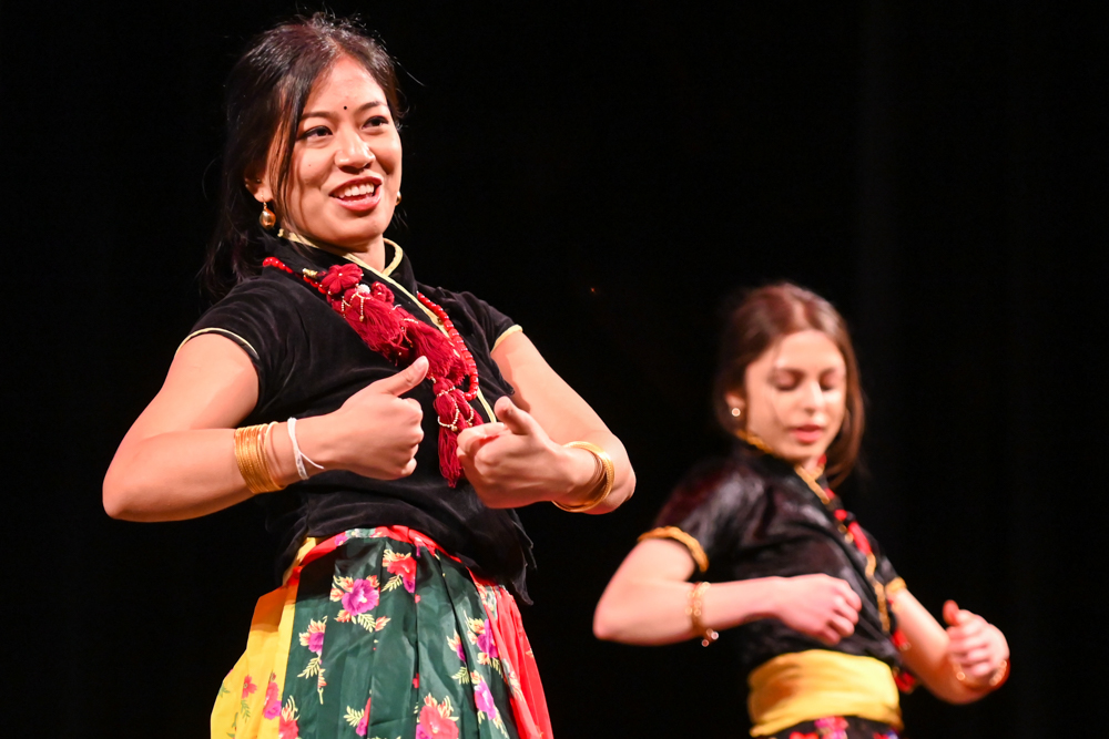 Members of Nepali Folk Dance perform during Asia Night in Stewart Theater on Saturday, Feb. 1, 2025. Asia Night was hosted by the Asian Students Association and featured various performance groups from NC State and across the Triangle. Nepali Folk Dance is a three-person Nepalese dance group from Raleigh.