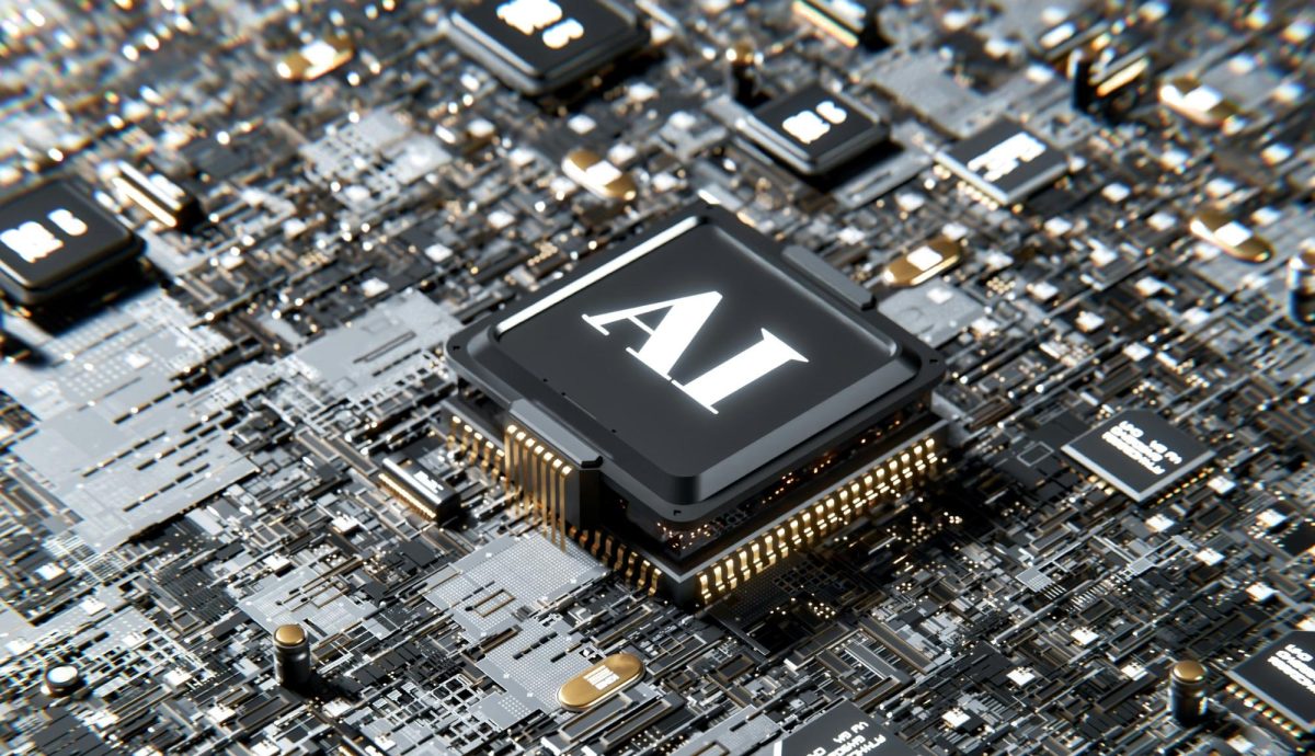 3D render of AI and GPU processors.